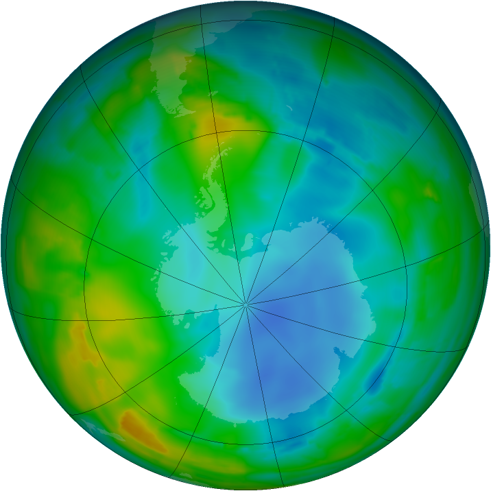 Antarctic ozone map for 21 July 2009